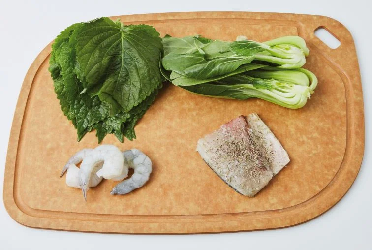 깻잎퓌레를 곁들인 삼치새우 1단계